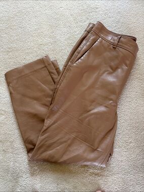 Babaton Brown Leather Trousers - Sleek Straight Leg